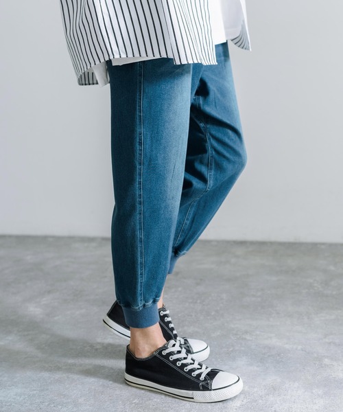 Rocky Monroe(ロッキーモンロー)の「ストレッチデニムクロップドジョガーパンツ(デニムパンツ・メンズ・サックスブルー/ワンウォッシュ/ブルー・S/M/L/XL/XXL)」の11枚目の写真