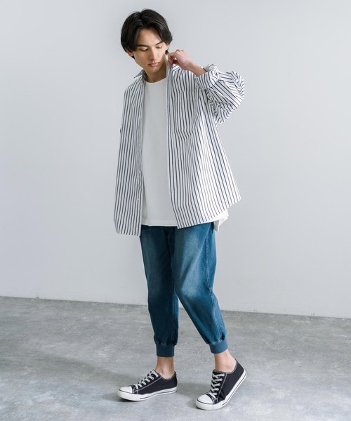 Rocky Monroe(ロッキーモンロー)の「ストレッチデニムクロップドジョガーパンツ(デニムパンツ・メンズ・サックスブルー/ワンウォッシュ/ブルー・S/M/L/XL/XXL)」の12枚目の写真