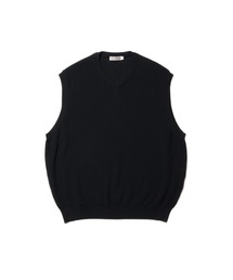 Hard Twisted Yarn Rib Stitch V Neck Vest