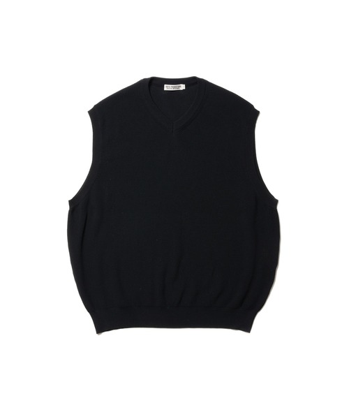 Hard Twisted Yarn Rib Stitch V Neck Vest