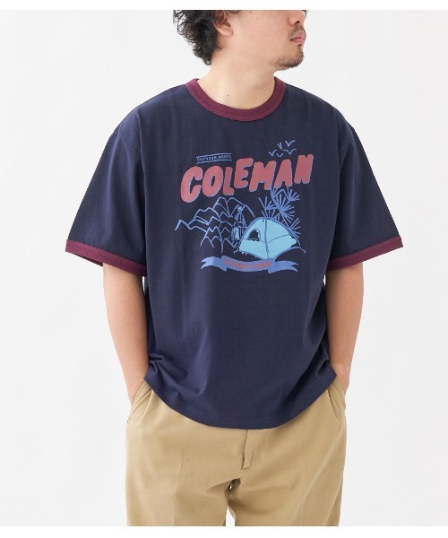 RUGGEDWORKS(ラゲッドワークス)の「Coleman【コールマン】ユニセックス Campfield view Ringer/Tshirt(Tシャツ/カットソー・メンズ・ホワイト/ネイビー/イエロー・M/L/XL)」の3枚目の写真
