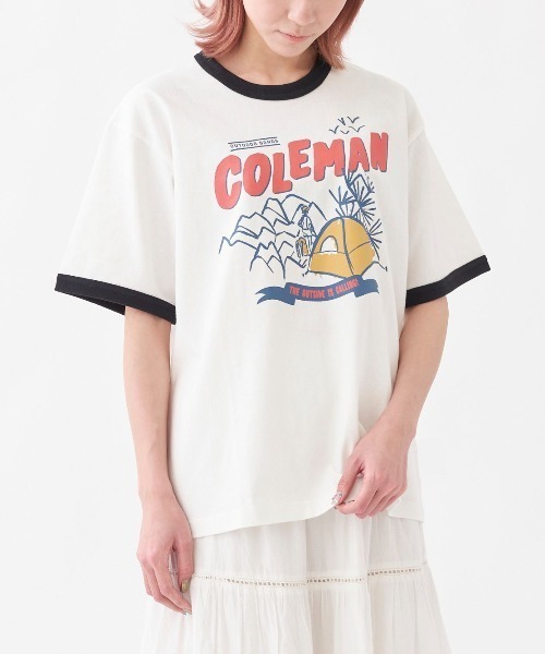 RUGGEDWORKS(ラゲッドワークス)の「Coleman【コールマン】ユニセックス Campfield view Ringer/Tshirt(Tシャツ/カットソー・メンズ・ホワイト/ネイビー/イエロー・M/L/XL)」の2枚目の写真