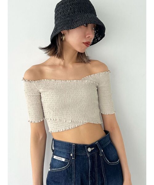 EMODA（エモダ）の「フィットクロスバンドトップ（Tシャツ/カットソー・レディース・その他/ブルー/ブラック/ベージュ・FREE）」の3枚目の写真