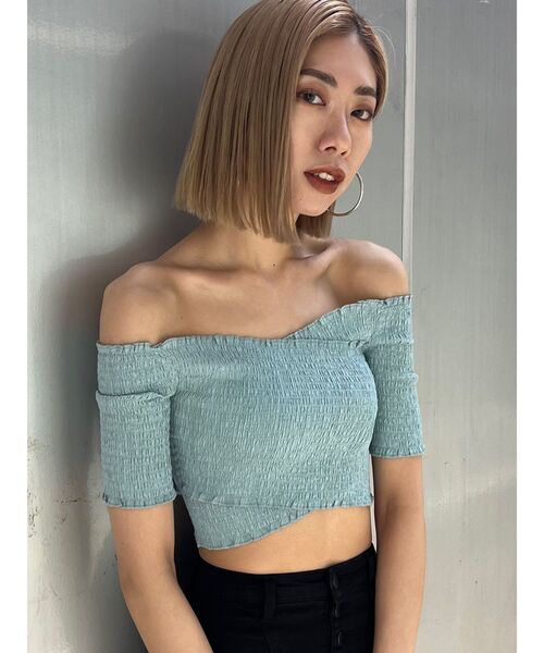 EMODA（エモダ）の「フィットクロスバンドトップ（Tシャツ/カットソー・レディース・その他/ブルー/ブラック/ベージュ・FREE）」の12枚目の写真