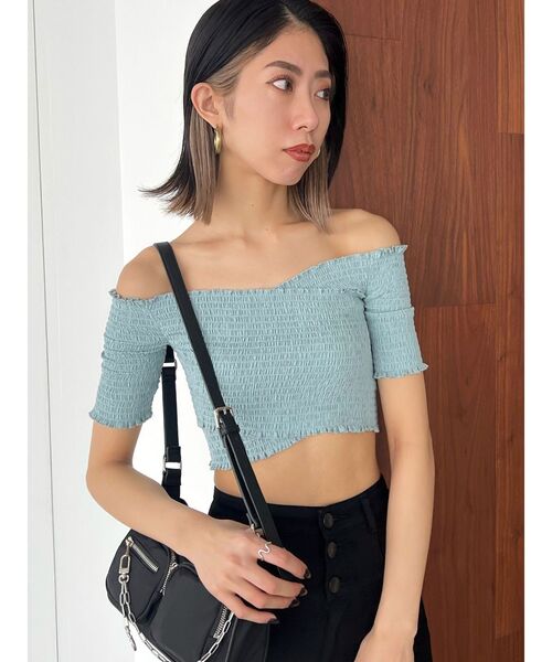 EMODA（エモダ）の「フィットクロスバンドトップ（Tシャツ/カットソー・レディース・その他/ブルー/ブラック/ベージュ・FREE）」の16枚目の写真