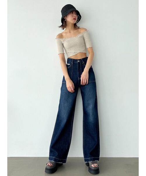 EMODA（エモダ）の「フィットクロスバンドトップ（Tシャツ/カットソー・レディース・その他/ブルー/ブラック/ベージュ・FREE）」の11枚目の写真