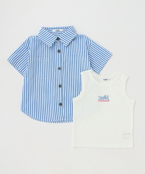 X-girl Stages（エックスガールステージス）の「【WEB限定】フハク半袖シャツ＋タンクトップSET（シャツ/ブラウス・キッズ・ネイビー/ブルー・100cm/90cm/140cm/130cm/110cm/120cm）」の7枚目の写真