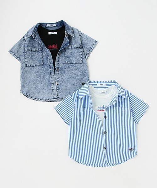 X-girl Stages（エックスガールステージス）の「【WEB限定】フハク半袖シャツ＋タンクトップSET（シャツ/ブラウス・キッズ・ネイビー/ブルー・100cm/90cm/140cm/130cm/110cm/120cm）」の14枚目の写真