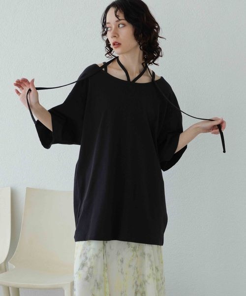 JEANASIS（ジーナシス）の「キョウネンネックデザインBIG TEE/906283（Tシャツ/カットソー・レディース・チャコールグレー/ブラック/ホワイト・FREE）」の2枚目の写真