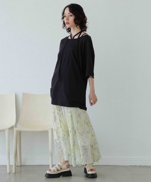 JEANASIS（ジーナシス）の「キョウネンネックデザインBIG TEE/906283（Tシャツ/カットソー・レディース・チャコールグレー/ブラック/ホワイト・FREE）」の16枚目の写真