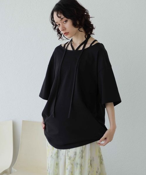 JEANASIS（ジーナシス）の「キョウネンネックデザインBIG TEE/906283（Tシャツ/カットソー・レディース・チャコールグレー/ブラック/ホワイト・FREE）」の18枚目の写真