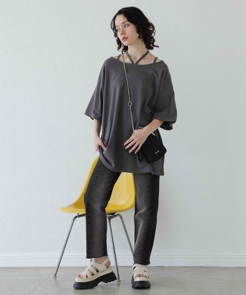 JEANASIS（ジーナシス）の「キョウネンネックデザインBIG TEE/906283（Tシャツ/カットソー・レディース・チャコールグレー/ブラック/ホワイト・FREE）」の20枚目の写真