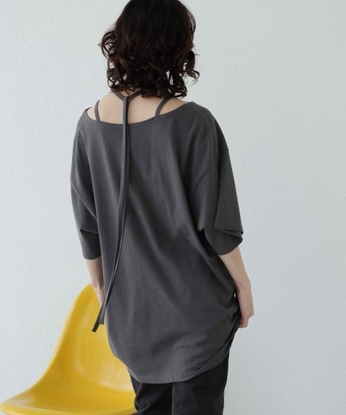 JEANASIS（ジーナシス）の「キョウネンネックデザインBIG TEE/906283（Tシャツ/カットソー・レディース・チャコールグレー/ブラック/ホワイト・FREE）」の22枚目の写真