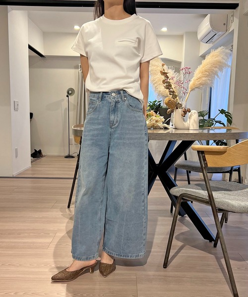 海外通販サイト ブランド セール】クロップドワイドデニムパンツ（デニムパンツ パンツ