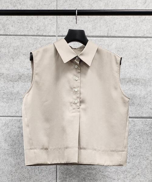 cloenc(クロエンス)の「◆ノースリーブショート丈ポロカラーシャツ(シャツ/ブラウス・レディース・チャコールグレー/ベージュ・00)」の10枚目の写真