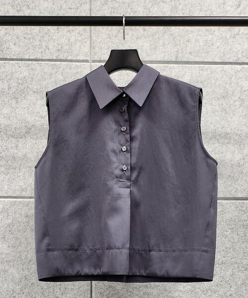 cloenc(クロエンス)の「◆ノースリーブショート丈ポロカラーシャツ(シャツ/ブラウス・レディース・チャコールグレー/ベージュ・00)」の12枚目の写真