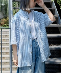 CIAOPANIC TYPY | ウォッシャブルリネンバンドカラー半袖シャツ(シャツ/ブラウス)