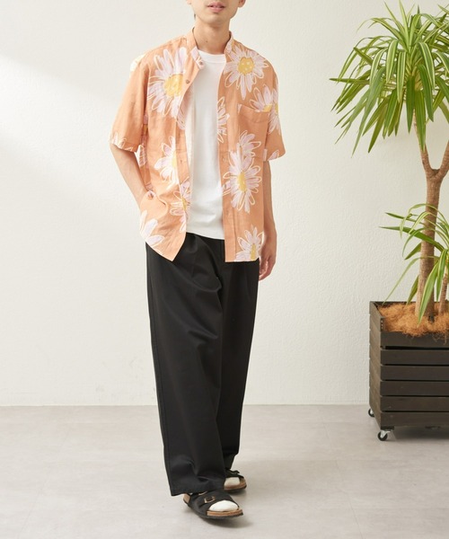 CIAOPANIC TYPY（チャオパニックティピー）の「ウォッシャブルリネンバンドカラー半袖シャツ（シャツ/ブラウス・メンズ・チャコールグレー/グリーン/ベージュ系その他/サーモンピンク/ネイビー/サックスブルー/オレンジ/ブルー・MEDIUM/LARGE）」の21枚目の写真