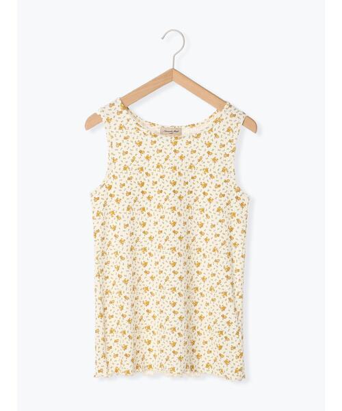 Samansa Mos2（サマンサ モスモス）の「テレコ花柄ノースリーブ（タンクトップ・レディース・ミント/パープル/イエロー/チャコールグレー・F）」の9枚目の写真