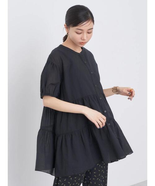 earth music&ecology(アースミュージックアンドエコロジー)の「綿ローンティアードチュニック(チュニック・レディース・ベージュ/ブラック/オフホワイト/ブルー・FREE)」の15枚目の写真