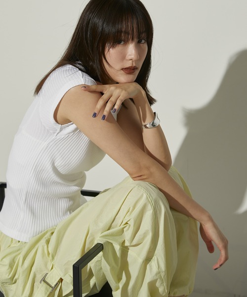 PUBLIC TOKYO（パブリックトウキョウ）の「【洗える・華奢見え・よれない】極ココリブTEE/リブカットソー（Tシャツ/カットソー・レディース・ホワイト/ブラック・FREE）」の4枚目の写真