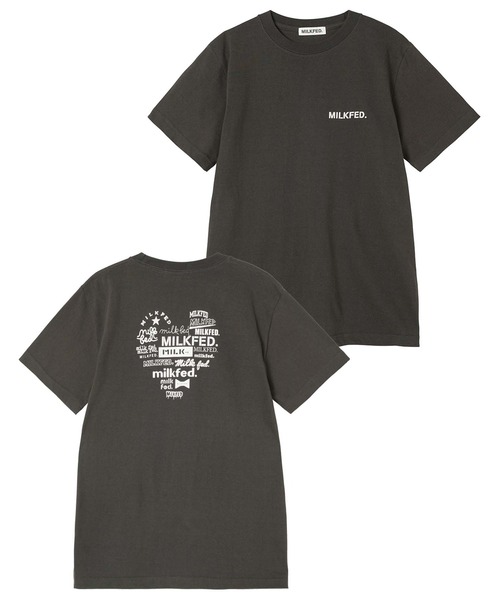 【新品】ミルクフェド バックロゴ入りTシャツ バブルグラフィック ブラック MILKFED.（ミルクフェド）の「HEART LOGO S/S TEE（Tシャツ