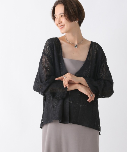 ブラック レースカーディガン 13-15 セール】ラッセルレースカーディガン 964235（カーディガン/ボレロ