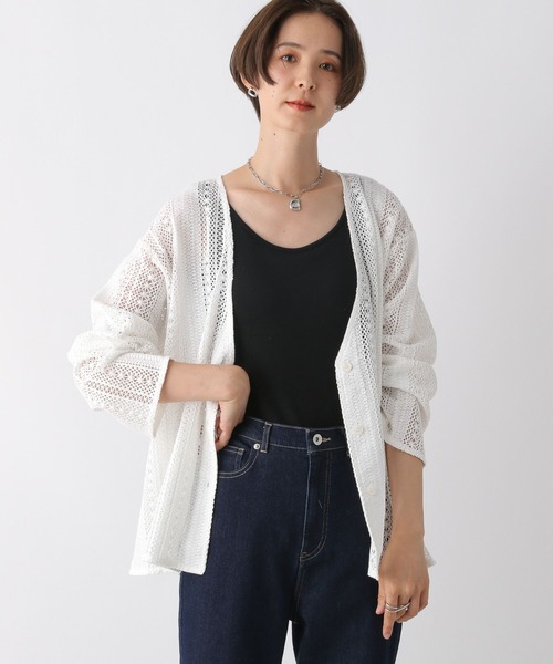 LEPSIM(レプシィム)の「ラッセルレースカーディガン 964235(カーディガン/ボレロ・レディース・ブラウン/ブラック/オフホワイト・FREE)」の4枚目の写真
