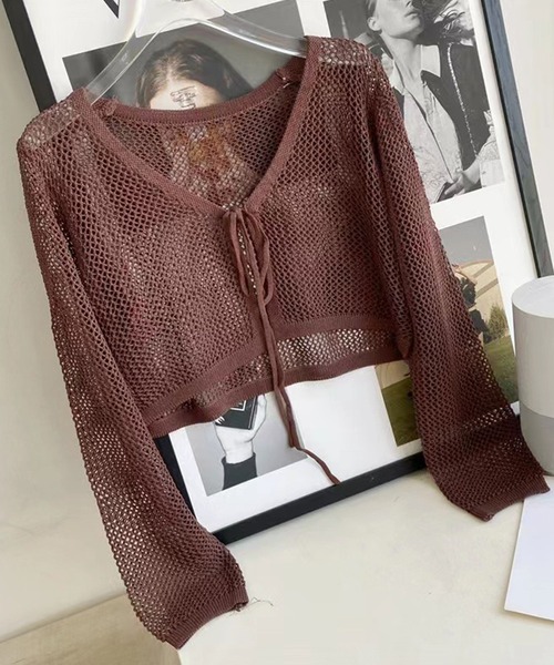 aimoha（アイモハ）の「シアー　編みカーディガン紫外線対策 (SS)（カーディガン/ボレロ・レディース・ピンク/イエロー/ホワイト/ベージュ/ブラック/グリーン・FREE）」の13枚目の写真