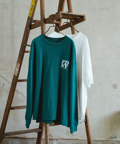 BAYFLOW（ベイフロー）の「ロゴプリントレイヤードプルオーバー（Tシャツ/カットソー・メンズ・オフホワイト/グリーン/チャコール/ベージュ/パープル・MEDIUM/LARGE）」の4枚目の写真