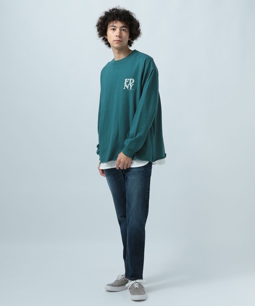 BAYFLOW（ベイフロー）の「ロゴプリントレイヤードプルオーバー（Tシャツ/カットソー・メンズ・オフホワイト/グリーン/チャコール/ベージュ/パープル・MEDIUM/LARGE）」の9枚目の写真