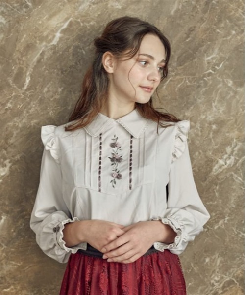 axes femme（アクシーズファム）の「ローズリボンブラウスプルオーバー（シャツ/ブラウス・レディース・ベージュ/ホワイト/ラベンダー・FREE）」の4枚目の写真