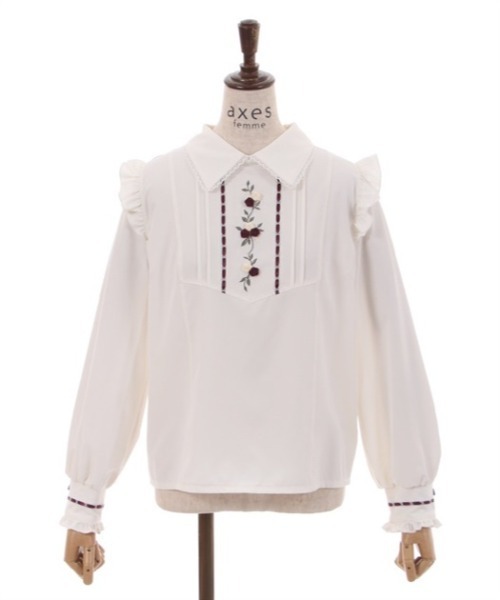 axes femme（アクシーズファム）の「ローズリボンブラウスプルオーバー（シャツ/ブラウス・レディース・ベージュ/ホワイト/ラベンダー・FREE）」の7枚目の写真