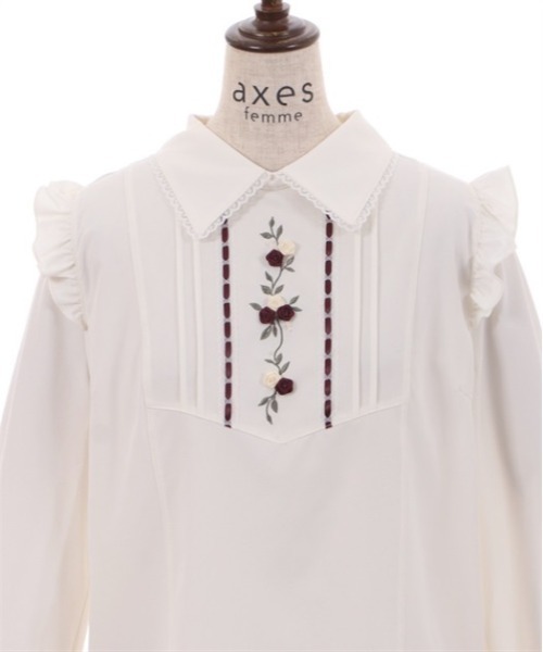 axes femme（アクシーズファム）の「ローズリボンブラウスプルオーバー（シャツ/ブラウス・レディース・ベージュ/ホワイト/ラベンダー・FREE）」の10枚目の写真