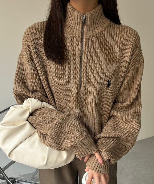 U.S. POLO ASSN.(ユーエスポロアッスン)の「【累計お気に入り数5万件突破!大人気厚手ニット】Ada./U.S. POLO ASSN./ユーエスポロアッスン ハーフジップニット(ニット/セーター・レディース・アイボリー/ブラック/ベージュ/イエロー/ネイビー/ダークブルー/グレー/オートミール・M/L)」の10枚目の写真