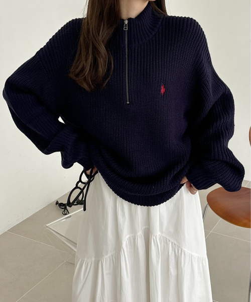 U.S. POLO ASSN.(ユーエスポロアッスン)の「【累計お気に入り数5万件突破!大人気厚手ニット】Ada./U.S. POLO ASSN./ユーエスポロアッスン ハーフジップニット(ニット/セーター・レディース・アイボリー/ブラック/ベージュ/イエロー/ネイビー/ダークブルー/グレー/オートミール・M/L)」の12枚目の写真