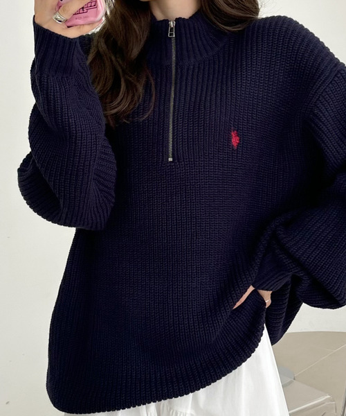 U.S. POLO ASSN.(ユーエスポロアッスン)の「【累計お気に入り数5万件突破!大人気厚手ニット】Ada./U.S. POLO ASSN./ユーエスポロアッスン ハーフジップニット(ニット/セーター・レディース・アイボリー/ブラック/ベージュ/イエロー/ネイビー/ダークブルー/グレー/オートミール・M/L)」の14枚目の写真