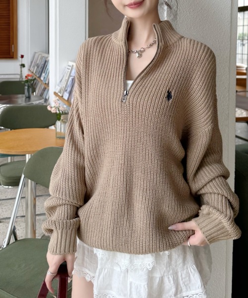 U.S. POLO ASSN.(ユーエスポロアッスン)の「【累計お気に入り数5万件突破!大人気厚手ニット】Ada./U.S. POLO ASSN./ユーエスポロアッスン ハーフジップニット(ニット/セーター・レディース・アイボリー/ブラック/ベージュ/イエロー/ネイビー/ダークブルー/グレー/オートミール・M/L)」の21枚目の写真