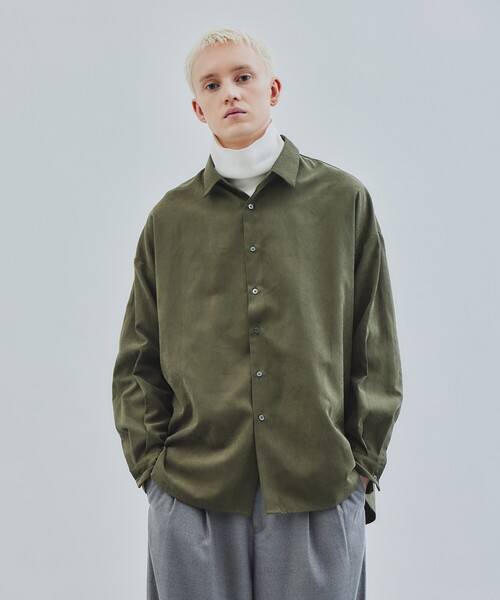 tk.TAKEO KIKUCHI（ティーケータケオキクチ）の「◆ヌバック調ビッグシャツ（シャツ/ブラウス・メンズ・ライトグレー/ブラック/ダークグリーン・01/02/03）」の3枚目の写真