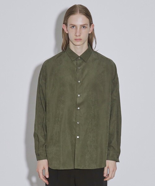tk.TAKEO KIKUCHI（ティーケータケオキクチ）の「◆ヌバック調ビッグシャツ（シャツ/ブラウス・メンズ・ライトグレー/ブラック/ダークグリーン・01/02/03）」の5枚目の写真