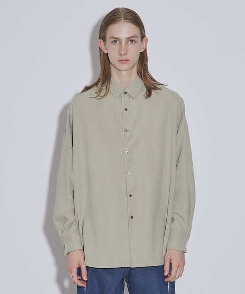 tk.TAKEO KIKUCHI（ティーケータケオキクチ）の「◆ヌバック調ビッグシャツ（シャツ/ブラウス・メンズ・ライトグレー/ブラック/ダークグリーン・01/02/03）」の12枚目の写真