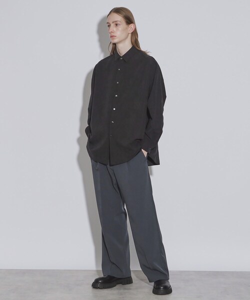 tk.TAKEO KIKUCHI（ティーケータケオキクチ）の「◆ヌバック調ビッグシャツ（シャツ/ブラウス・メンズ・ライトグレー/ブラック/ダークグリーン・01/02/03）」の16枚目の写真