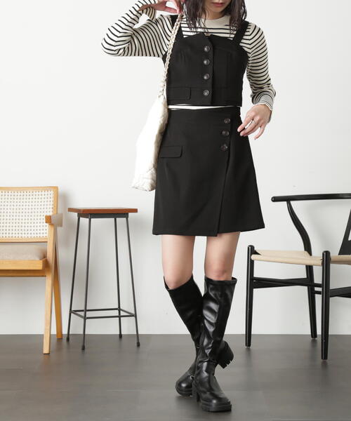 FREE'S MART（フリーズマート）の「◆＜セットアップ対応＞ラップミニスカート（スカート・レディース・ブラウン/グレー系その他/ブラック/ブラウン系その他・MEDIUM/SMALL）」の17枚目の写真