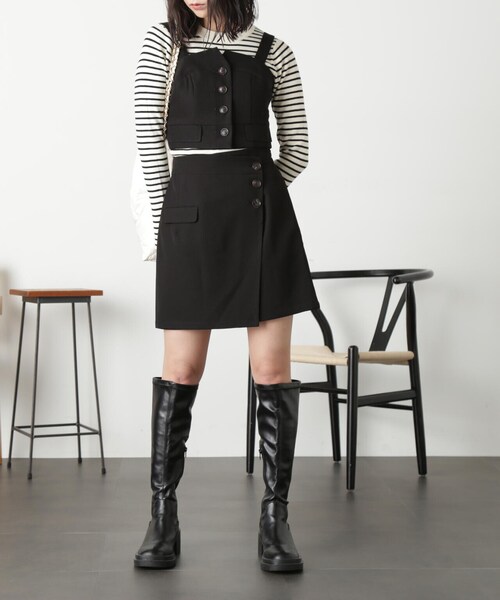 FREE'S MART（フリーズマート）の「◆＜セットアップ対応＞ラップミニスカート（スカート・レディース・ブラウン/グレー系その他/ブラック/ブラウン系その他・MEDIUM/SMALL）」の18枚目の写真