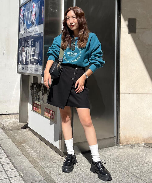 FREE'S MART（フリーズマート）の「◆＜セットアップ対応＞ラップミニスカート（スカート・レディース・ブラウン/グレー系その他/ブラック/ブラウン系その他・MEDIUM/SMALL）」の21枚目の写真