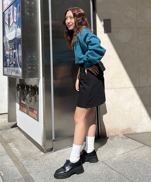 FREE'S MART（フリーズマート）の「◆＜セットアップ対応＞ラップミニスカート（スカート・レディース・ブラウン/グレー系その他/ブラック/ブラウン系その他・MEDIUM/SMALL）」の22枚目の写真