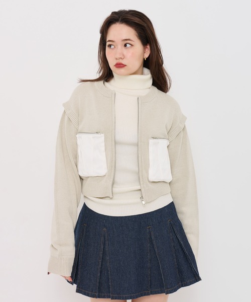 TINA:JOJUN(ティーナジョジュン)の「ミリタリー カーディガン TINA:JOJUN(カーディガン/ボレロ・レディース・ブラック/ライトグレー/パープル/カーキ・M)」の3枚目の写真