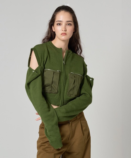 TINA:JOJUN(ティーナジョジュン)の「ミリタリー カーディガン TINA:JOJUN(カーディガン/ボレロ・レディース・ブラック/ライトグレー/パープル/カーキ・M)」の10枚目の写真