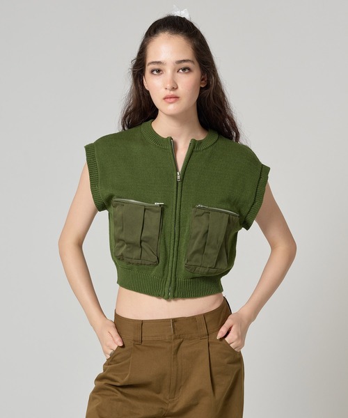 TINA:JOJUN(ティーナジョジュン)の「ミリタリー カーディガン TINA:JOJUN(カーディガン/ボレロ・レディース・ブラック/ライトグレー/パープル/カーキ・M)」の5枚目の写真