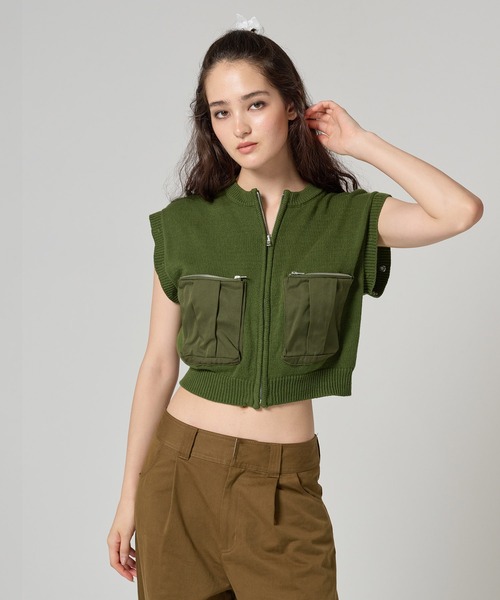 TINA:JOJUN(ティーナジョジュン)の「ミリタリー カーディガン TINA:JOJUN(カーディガン/ボレロ・レディース・ブラック/ライトグレー/パープル/カーキ・M)」の7枚目の写真